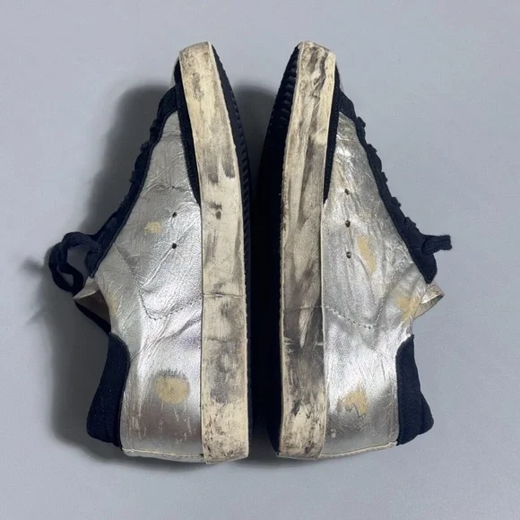 Golden Goose Superstar Silver Leather Sneakers Sz 38 / 7.5 US AUTHENTIC - Picture 3 of 11